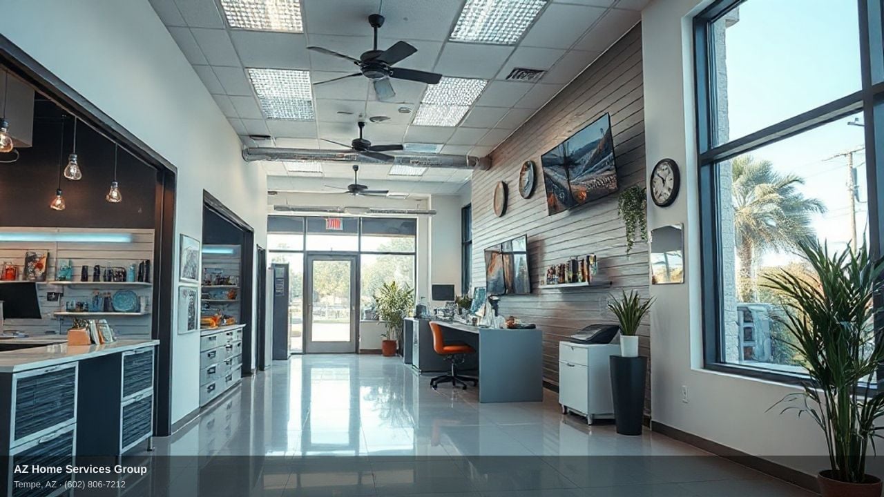 Professional HVAC repair technician in Tempe performing air conditioning system diagnostics with tools